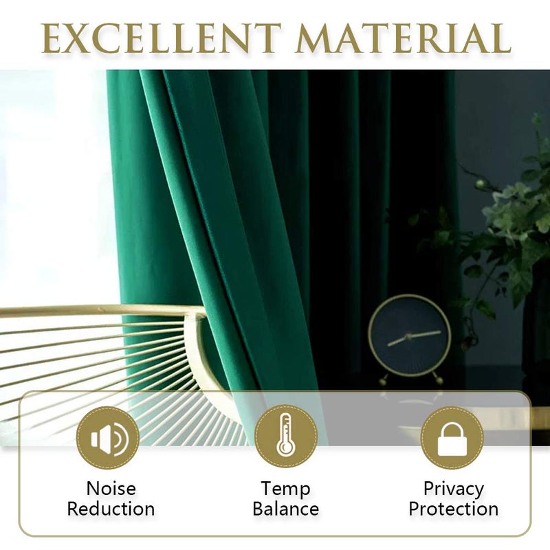 StangH Emerald Green Velvet Curtains 96 inches - Super Soft Luxury Blackout Velvet Drapes Elegant Home Decor Window Covering for Living Room/Dining Room, W52 x L96 inches, 2 Panels - Image 4